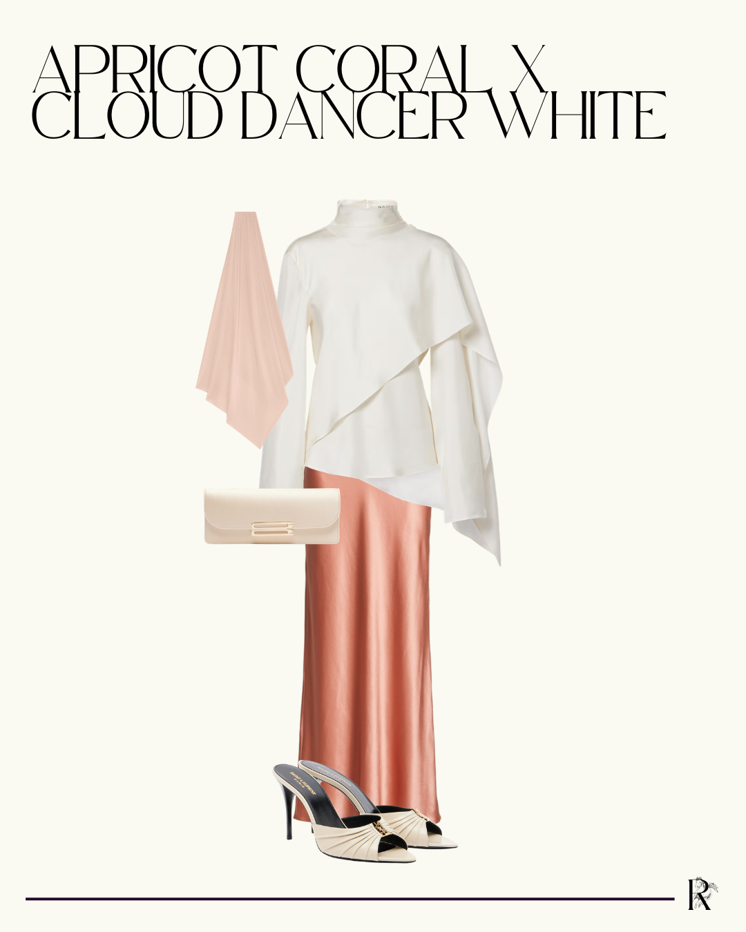 Modest Outfits Apricot Coral x Cloud Dancer White Modest Summer outfit - Hijabi Summer outfit