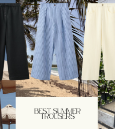 Best summer trousers: striped flowing trousers for an elegant modest summer outfit