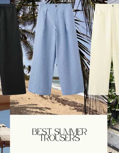 Best summer trousers: striped flowing trousers for an elegant modest summer outfit