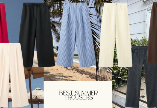 Best summer trousers: striped flowing trousers for an elegant modest summer outfit