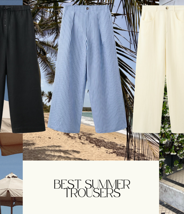 Best summer trousers: striped flowing trousers for an elegant modest summer outfit