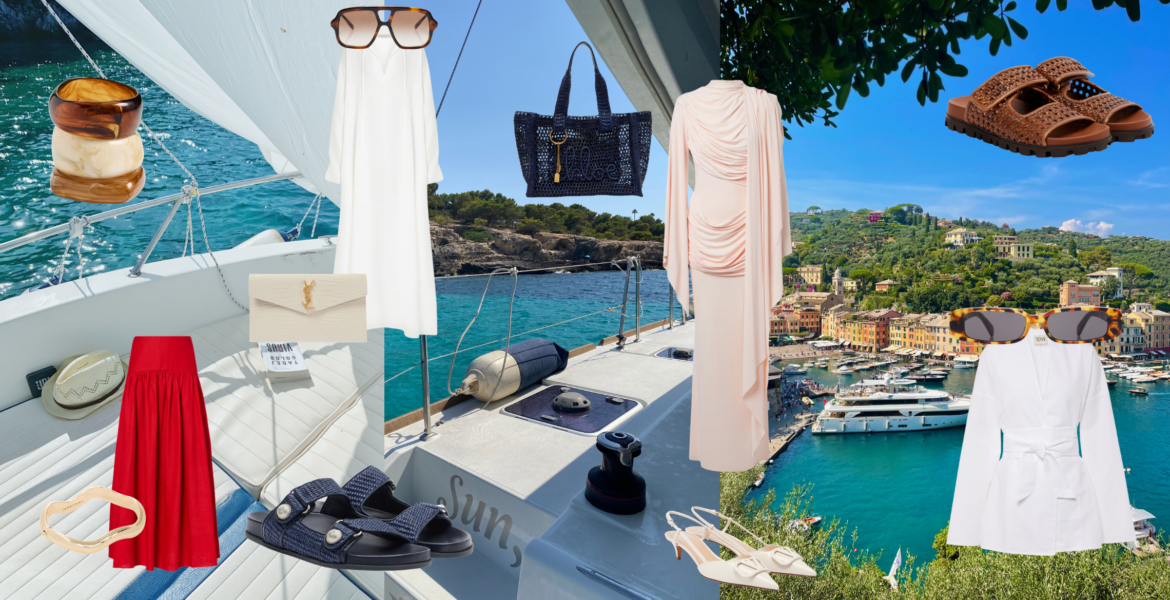 Luxury modest yacht outfit ideas featuring three elegant outfits for a day at sea