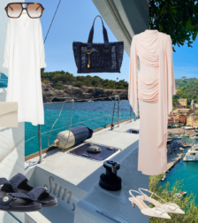 Luxury modest yacht outfit ideas featuring three elegant outfits for a day at sea