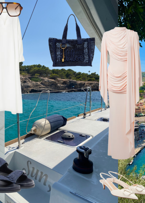Luxury modest yacht outfit ideas featuring three elegant outfits for a day at sea