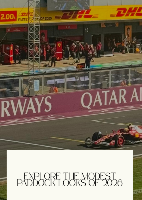 Silverstone paddock style featuring elegant modest outfit inspiration at the 2026 British Grand Prix