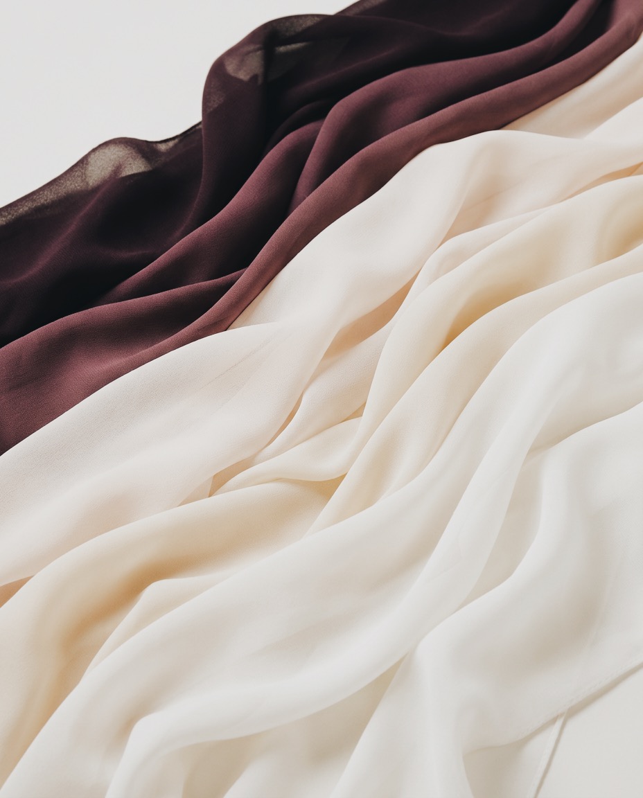 Premium chiffon hijab with elegant flowing drape, Lightweight chiffon hijab in soft neutral tones Luxury chiffon hijab styled for modest fashion, Breathable chiffon hijab for warm weather
