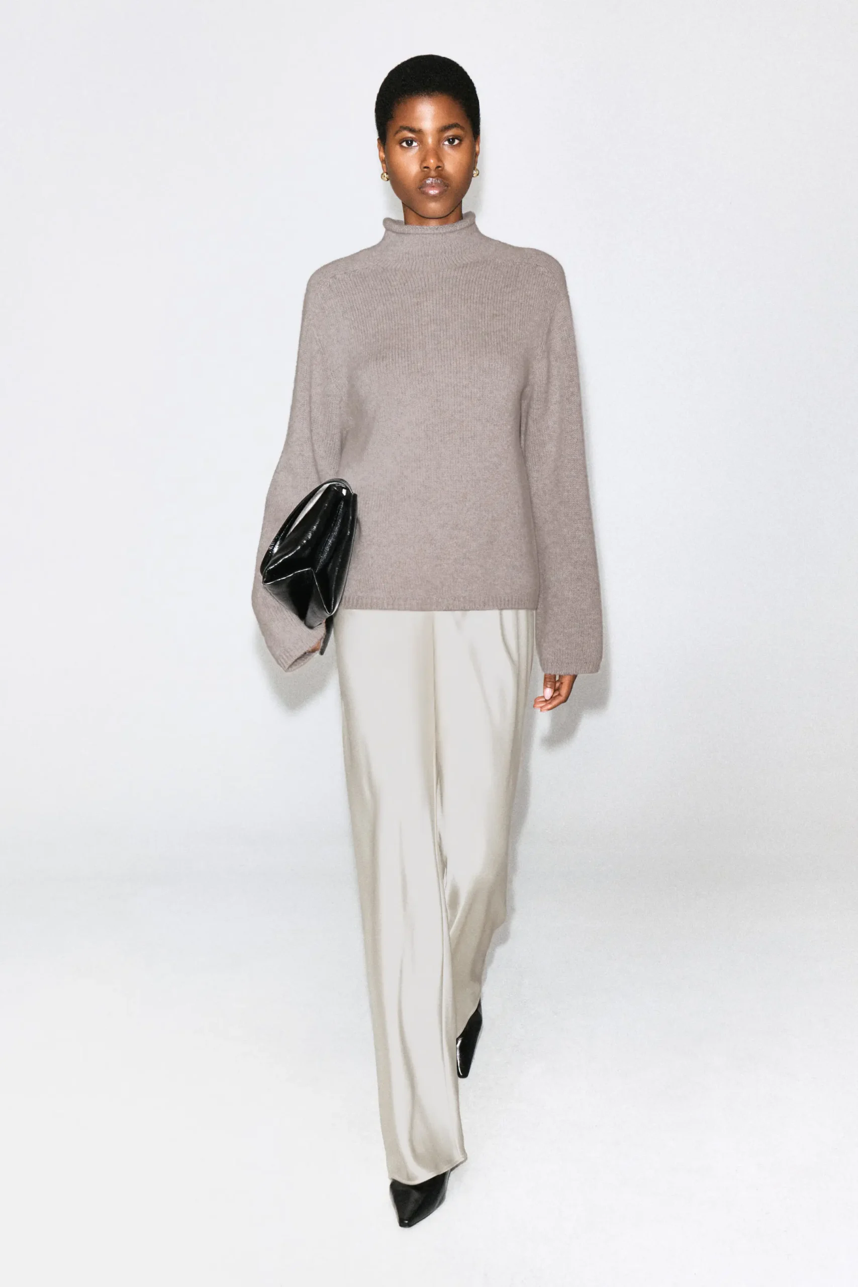 Satin wide leg trouser