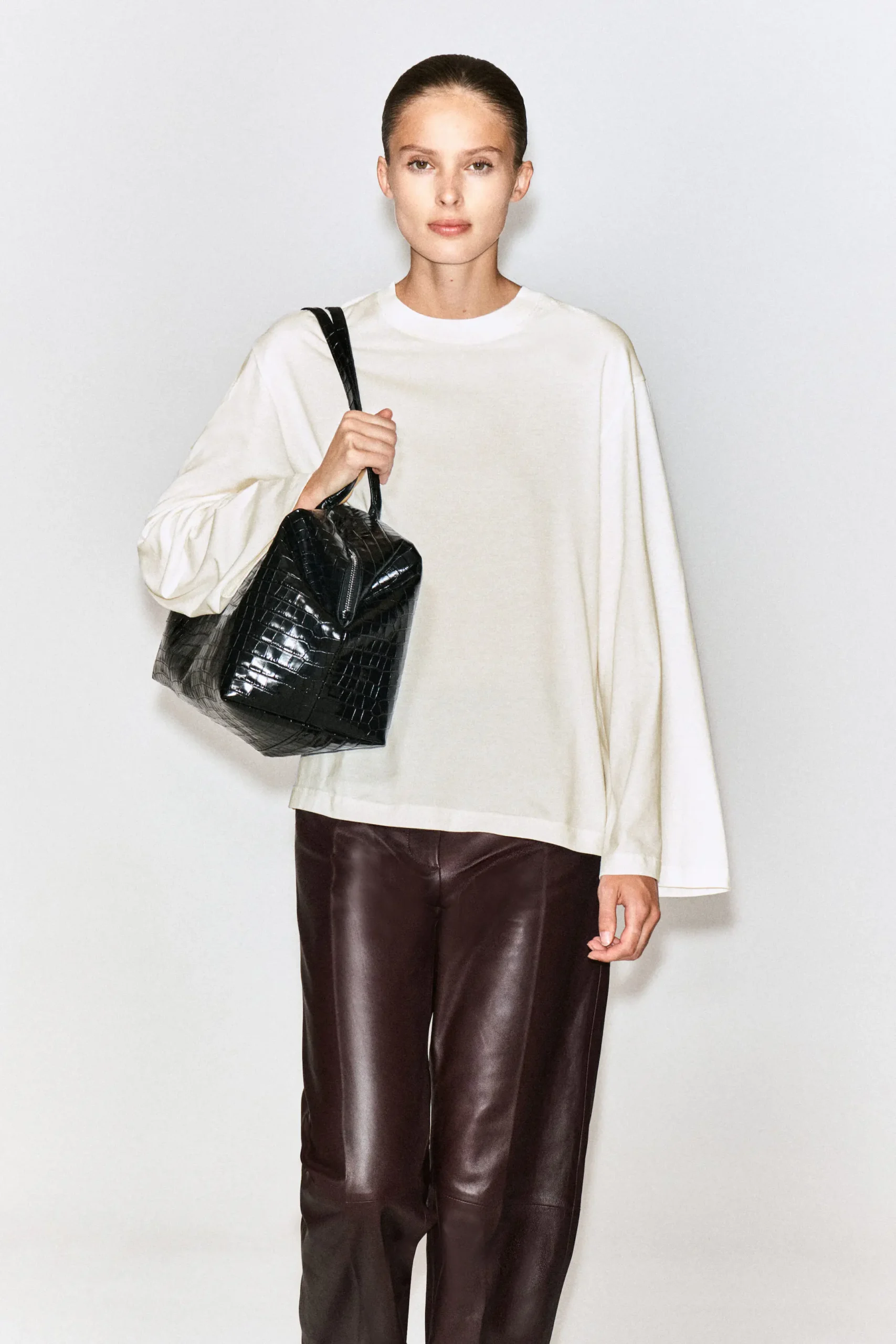 Brushed cotton long sleeved t shirt