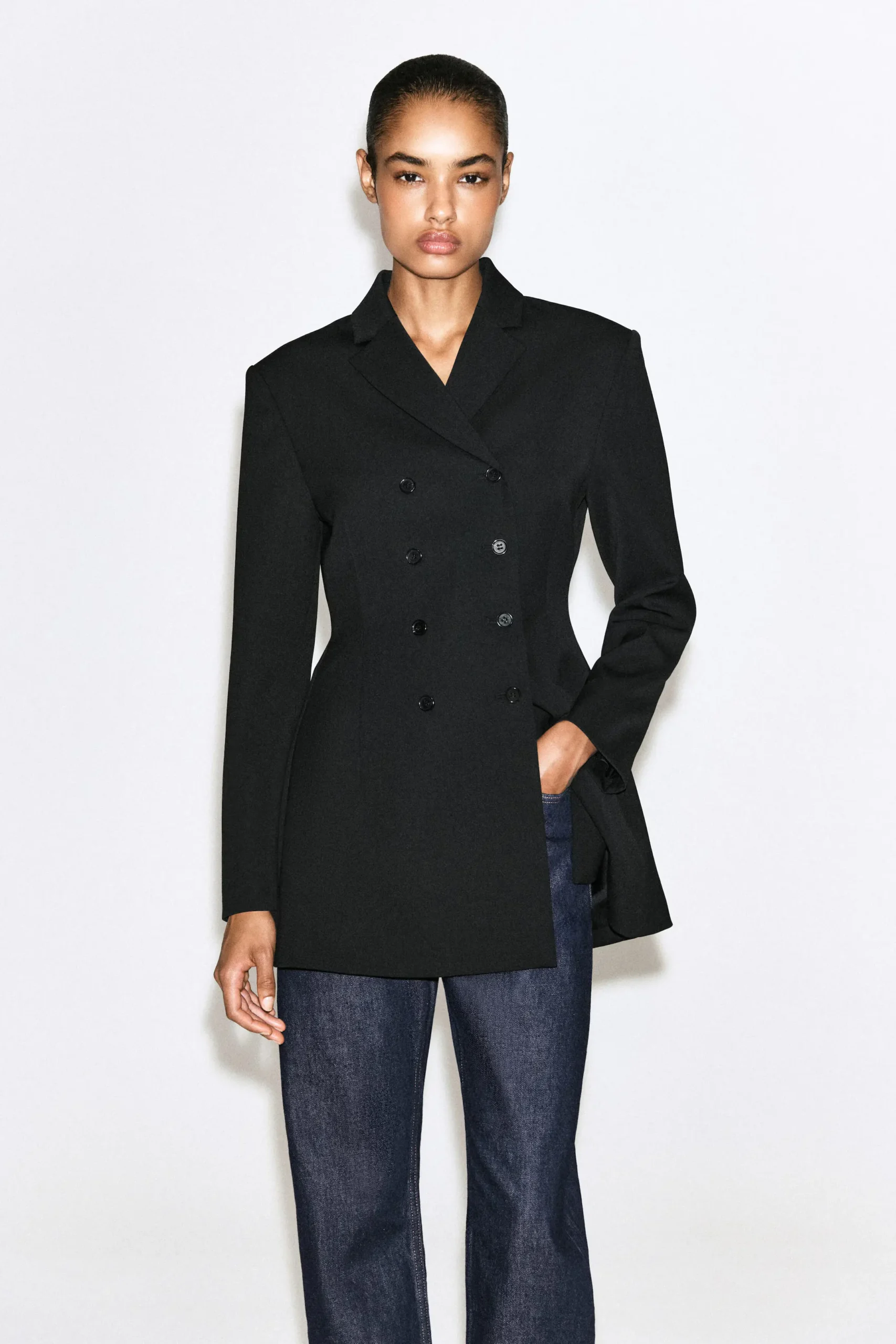 Double breasted peplum blazer