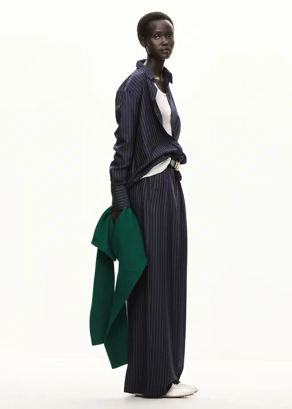 Pinstriped wide leg trousers