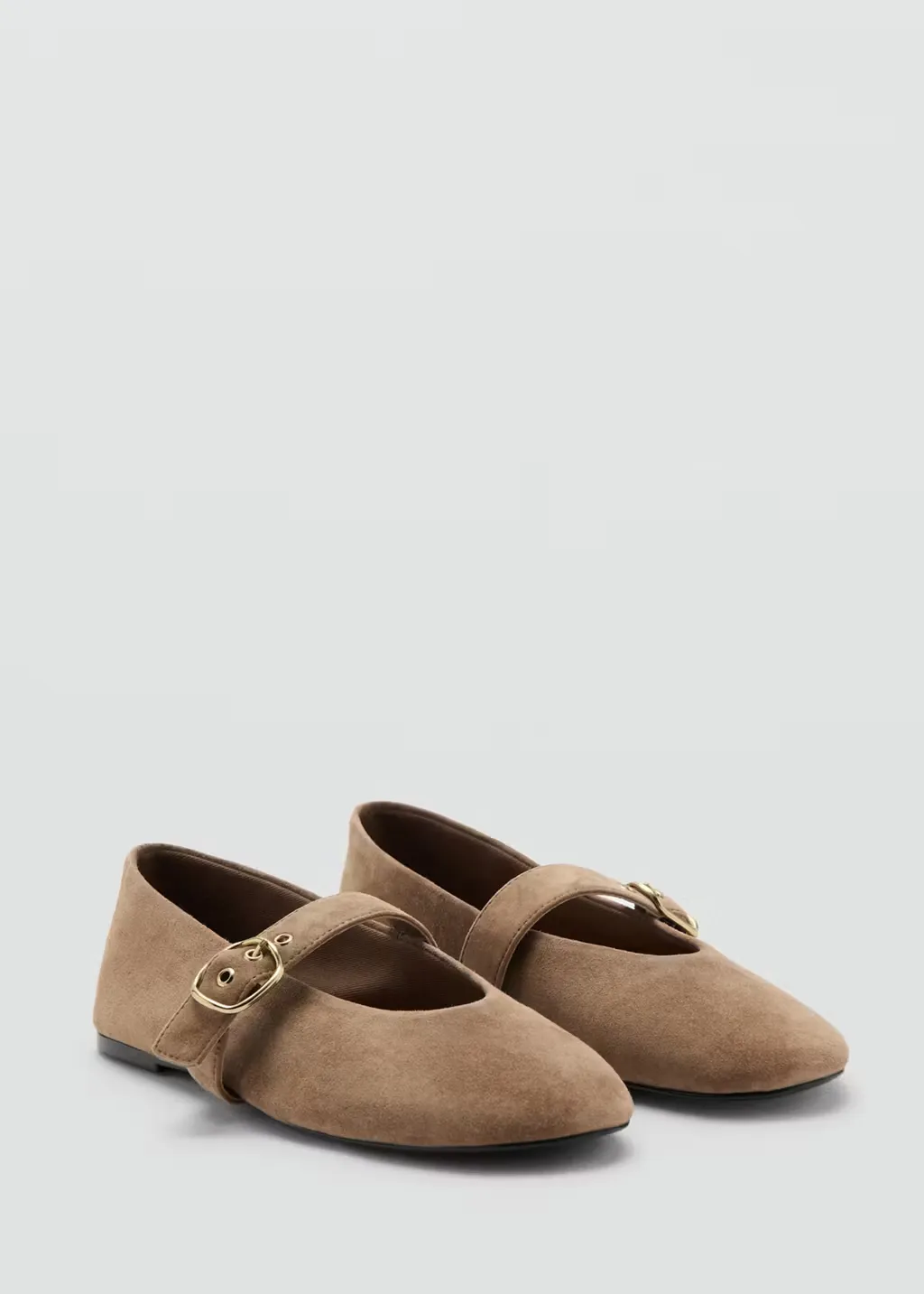 Suede ballet flats with buckle