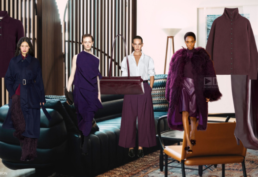 Eggplant purple Fall/Winter 2026 runway looks by CFCL, Ujoh, and Akris, featuring sculptural silhouettes, dramatic textured coats, and rich purple tones. Eggplant purple Fall/Winter 2026 runway looks by CFCL, Ujoh, and Akris, featuring sculptural silhouettes, dramatic textured coats, and rich purple tones.